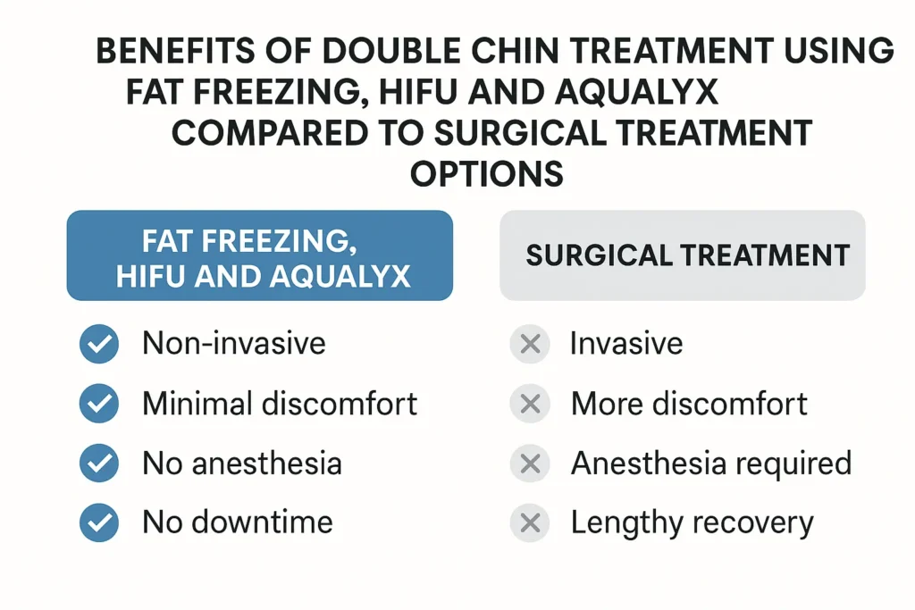 Graphic about the benefits of double chin treatment Southall - from LA LIPO