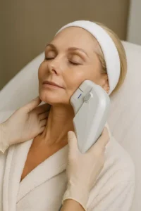 Woman receiving HIFU non surgical facelift treatment Southall